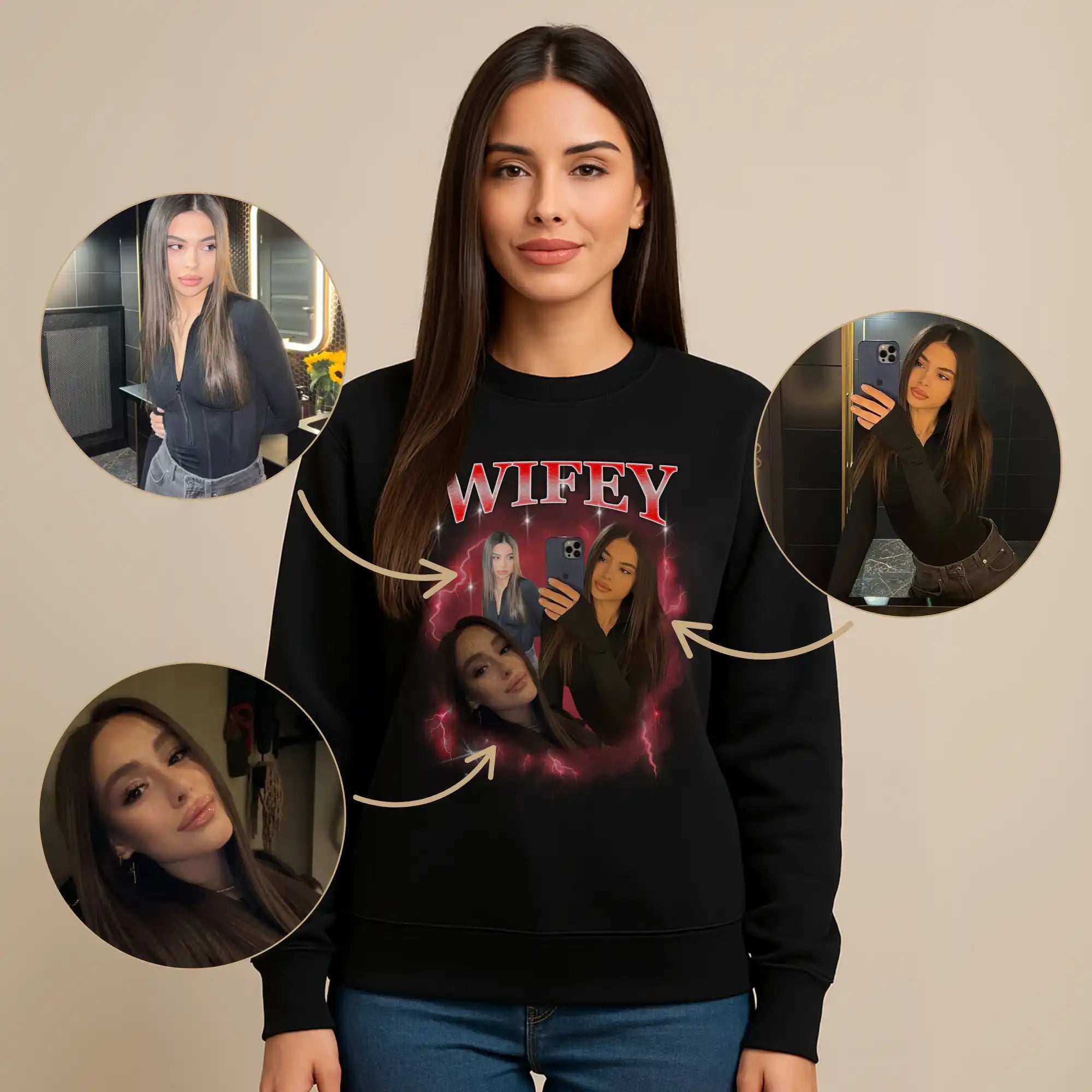 “WIFEY” - Personalisiertes Vintage Bootleg Sweatshirt