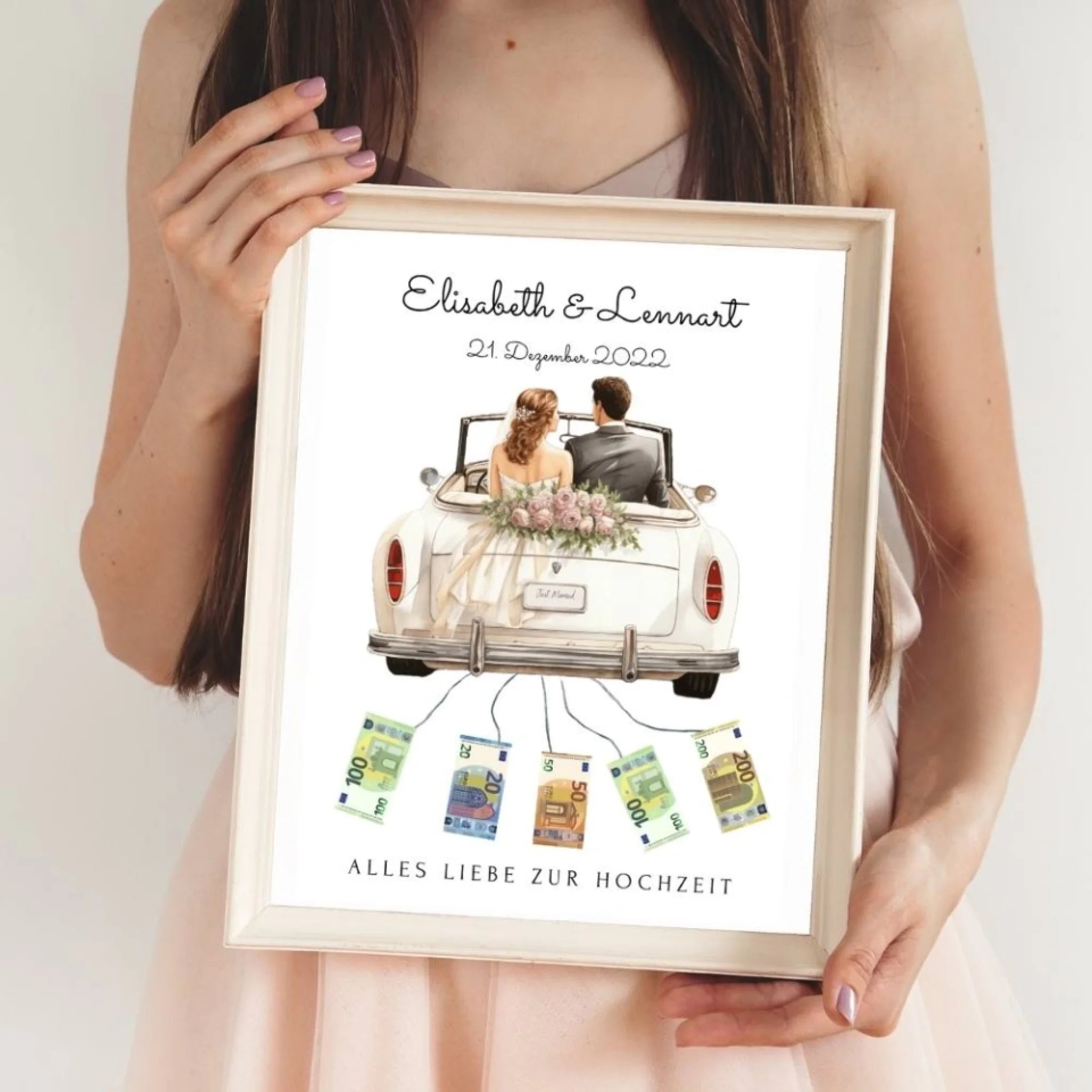 „Hochzeitsposter Brautpaar" - Personalisiertes Geldgeschenk zur Hochzeit