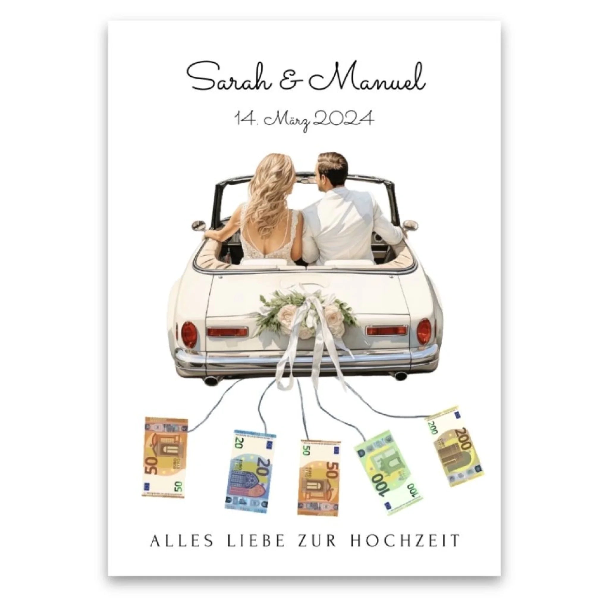 „Hochzeitsposter Brautpaar" - Personalisiertes Geldgeschenk zur Hochzeit