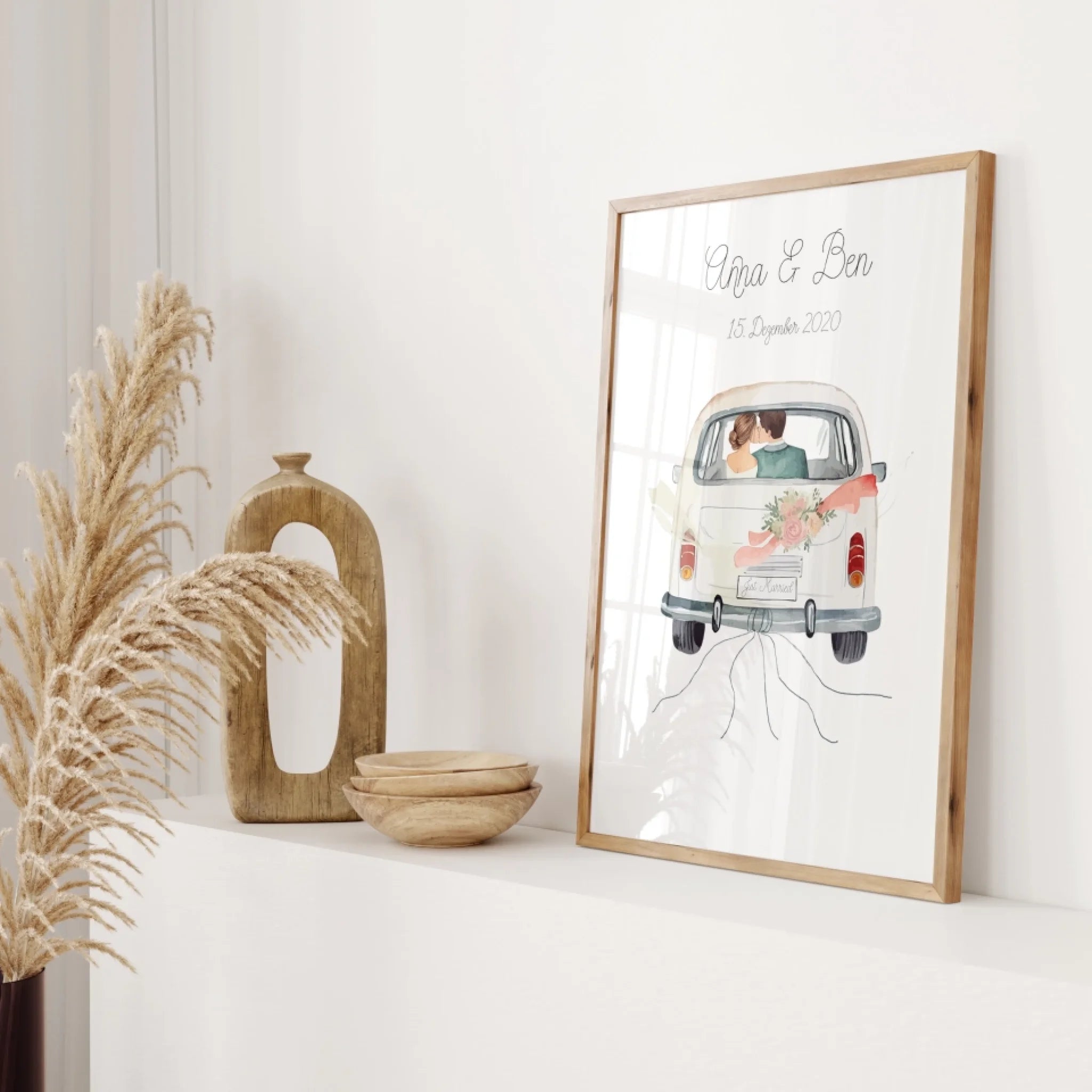 „Just Married" Poster - Personalisiertes Geldgeschenk zur Hochzeit