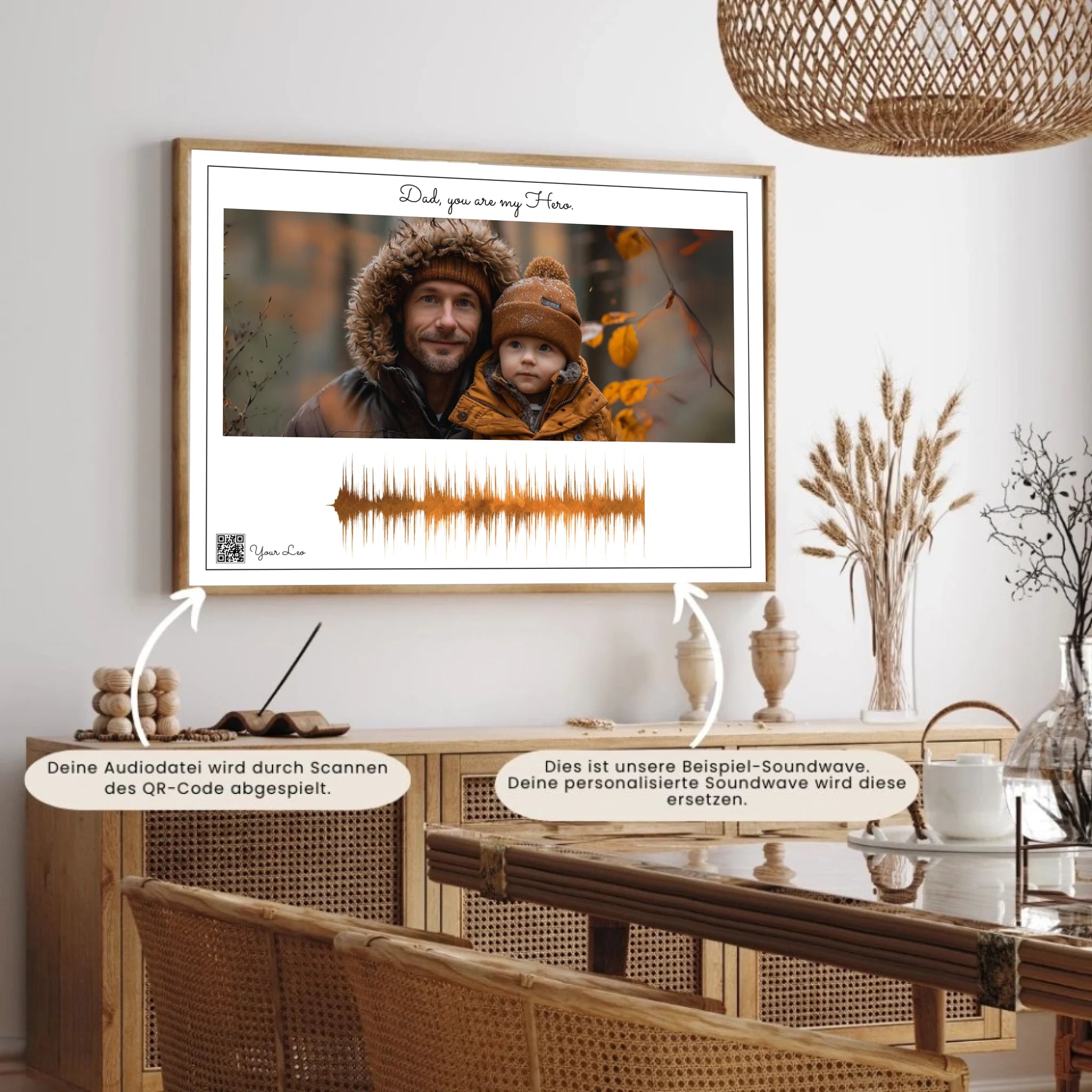 Personalisiertes Soundwave-Poster mit QR-Code zum Vatertag