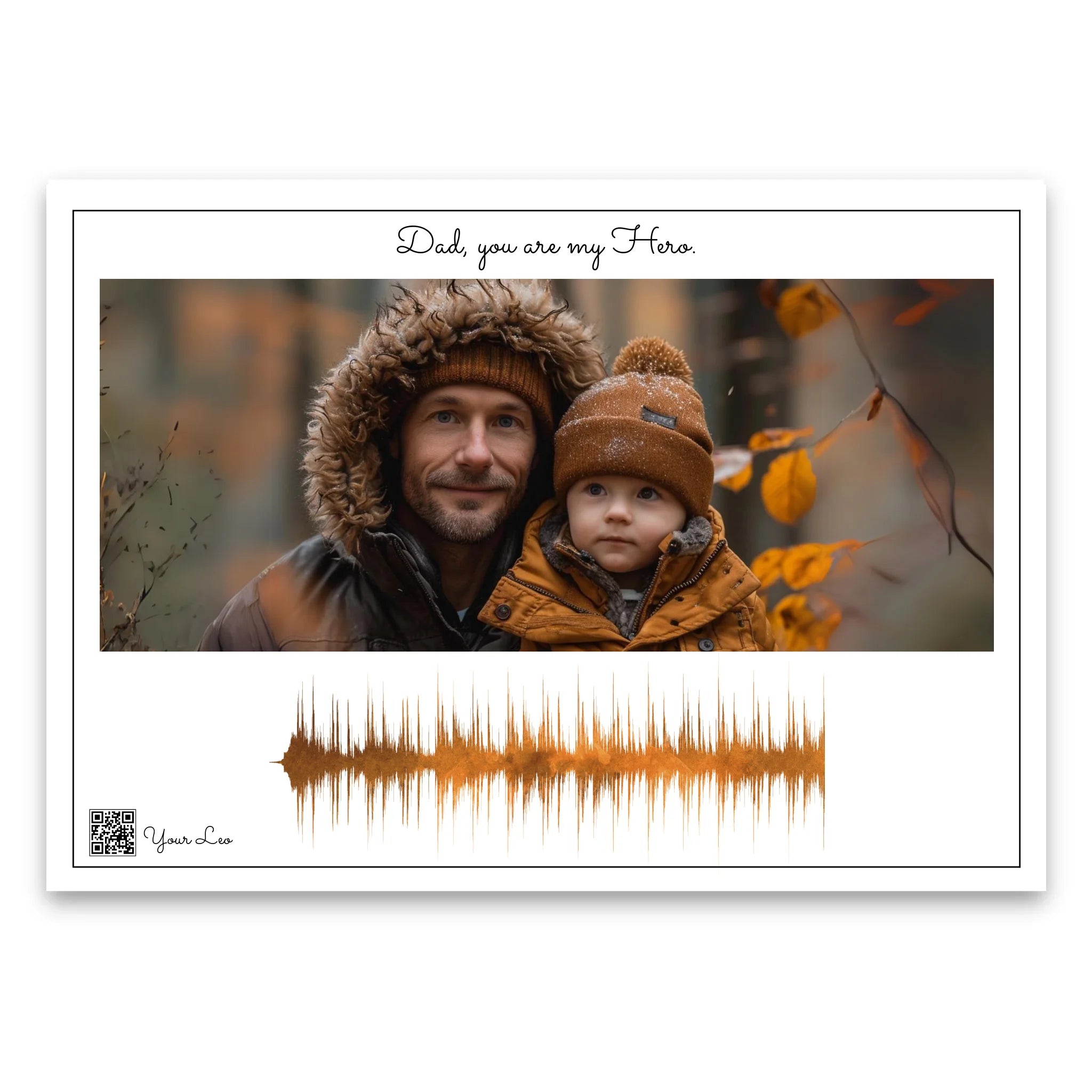 Personalisiertes Soundwave-Poster mit QR-Code zum Vatertag