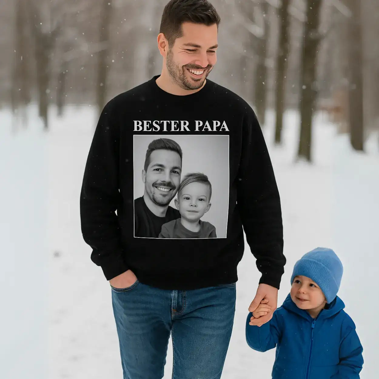 "Bester Papa" - Personalisiertes Vintage Sweatshirt mit Fotos