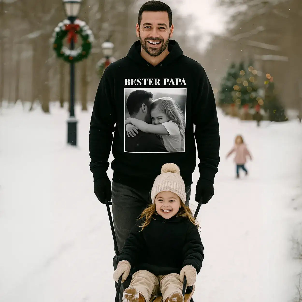 "Bester Papa" - Personalisiertes Vintage Sweatshirt mit Fotos