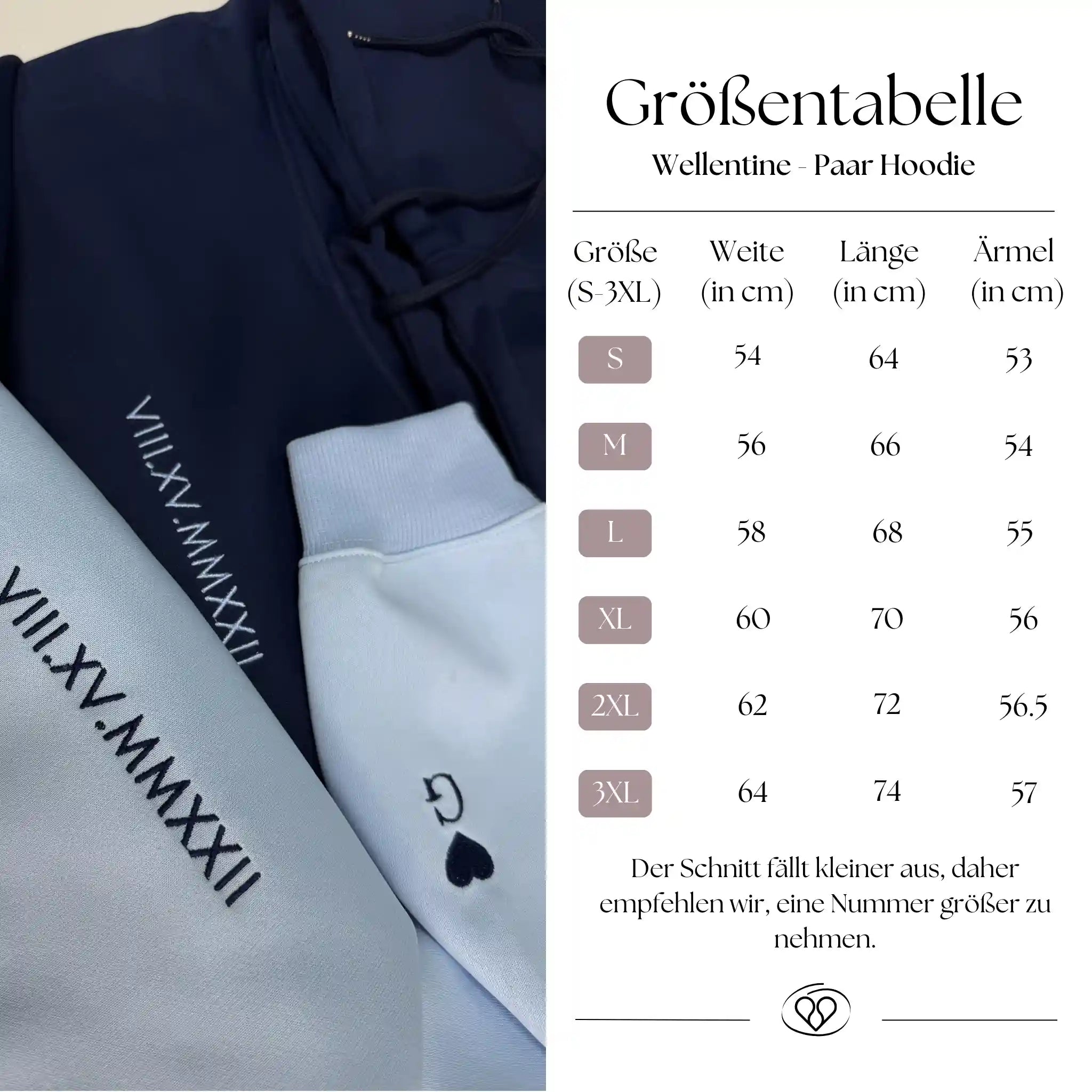 Individuell bestickter Paar-Hoodie mit römischen Ziffern