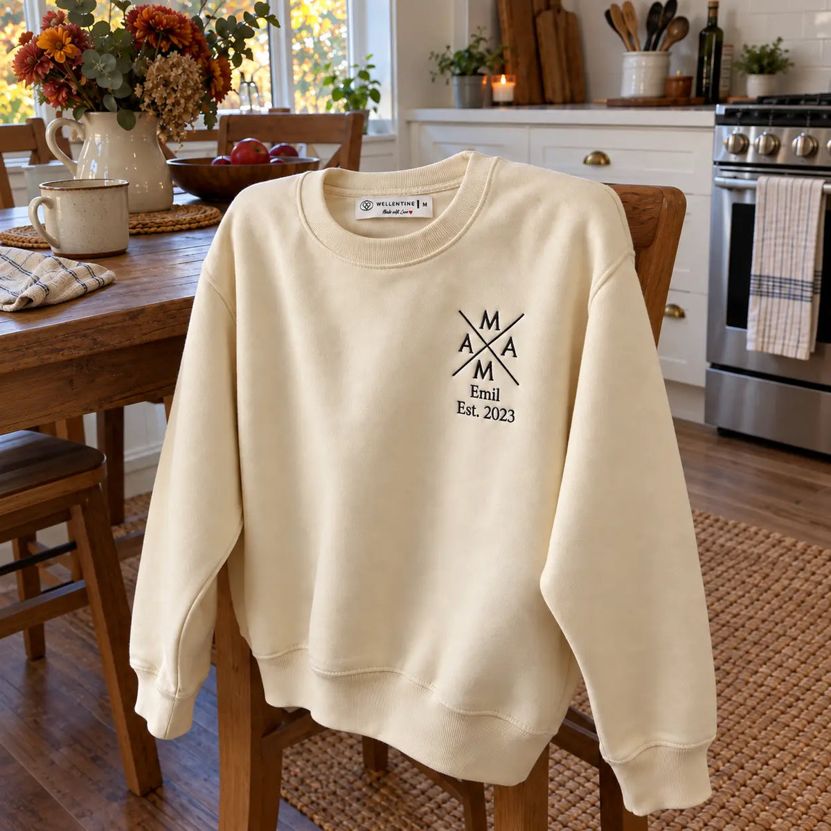 "Mama Crossedâ - Personalisiertes Sweatshirt mit Kindernamen und Datum
