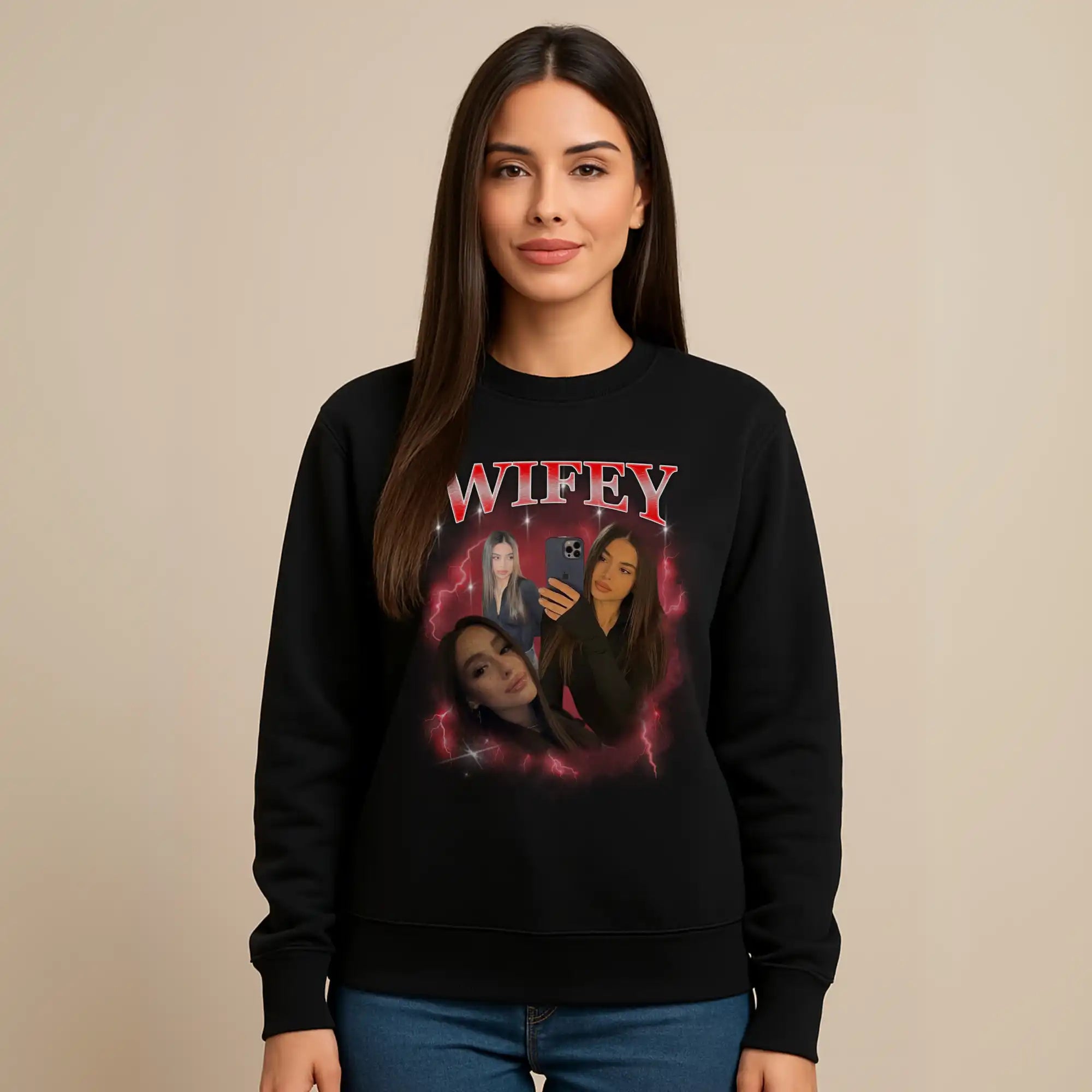 “WIFEY” - Personalisiertes Vintage Bootleg Sweatshirt