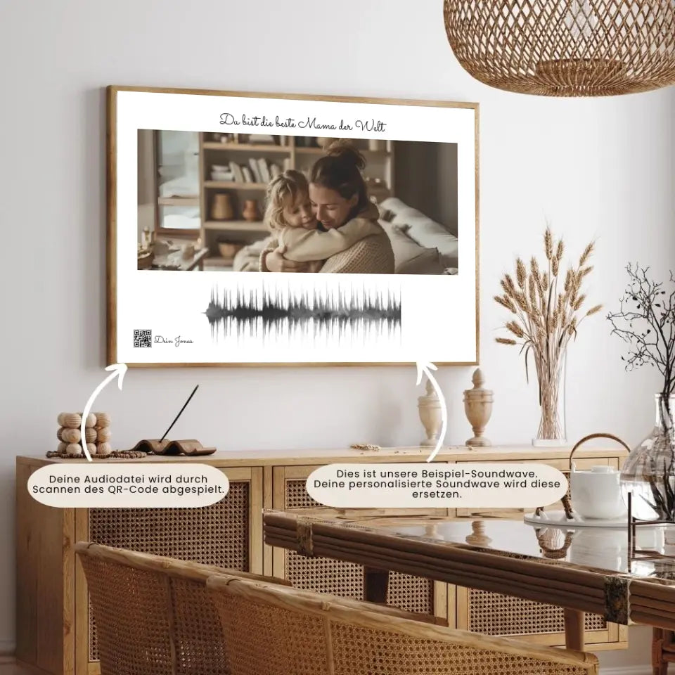 Personalisiertes Soundwave-Poster mit QR-Code zum Muttertag