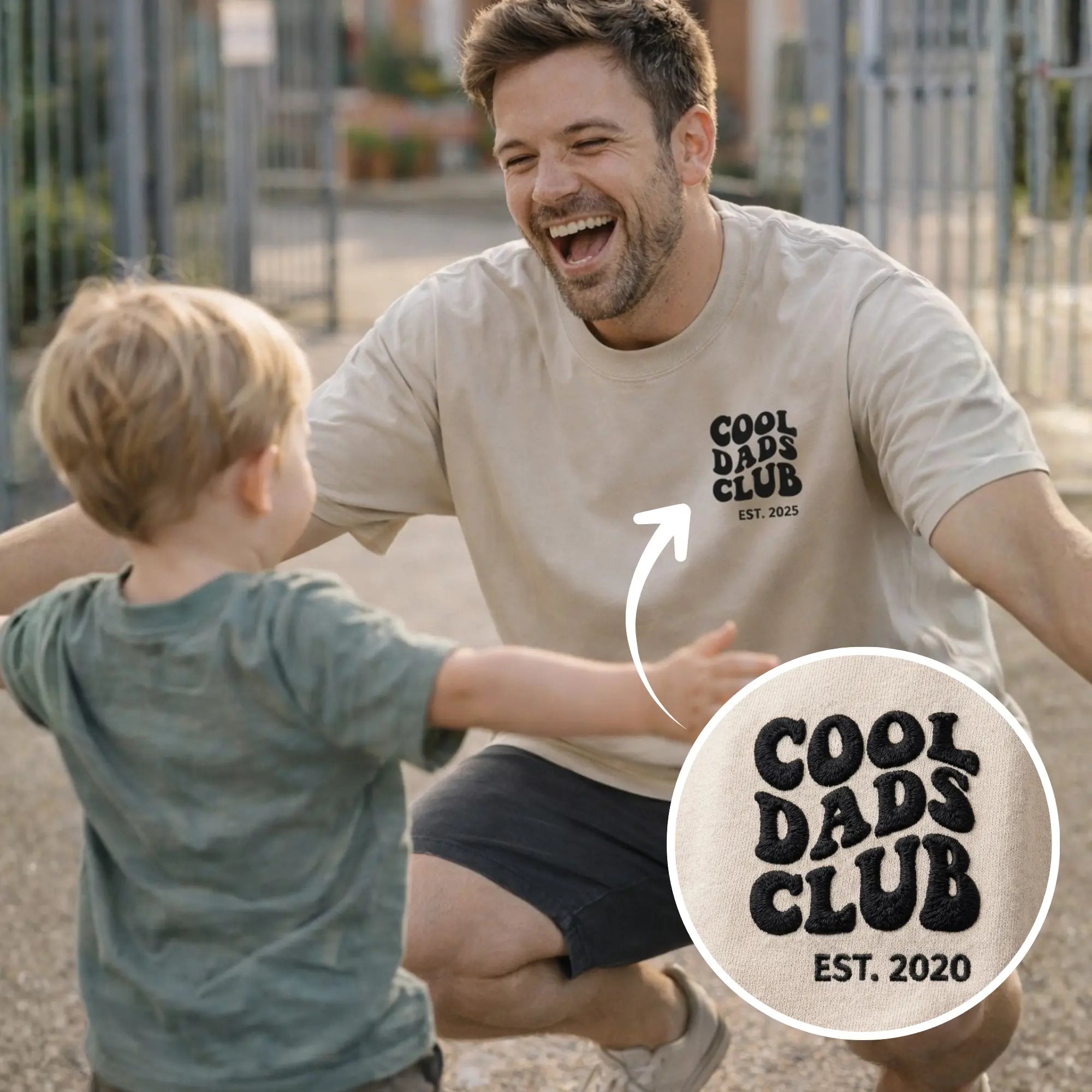 “Cool Dads Club“ - Personalisiertes, besticktes Heavy Cotton T-Shirt