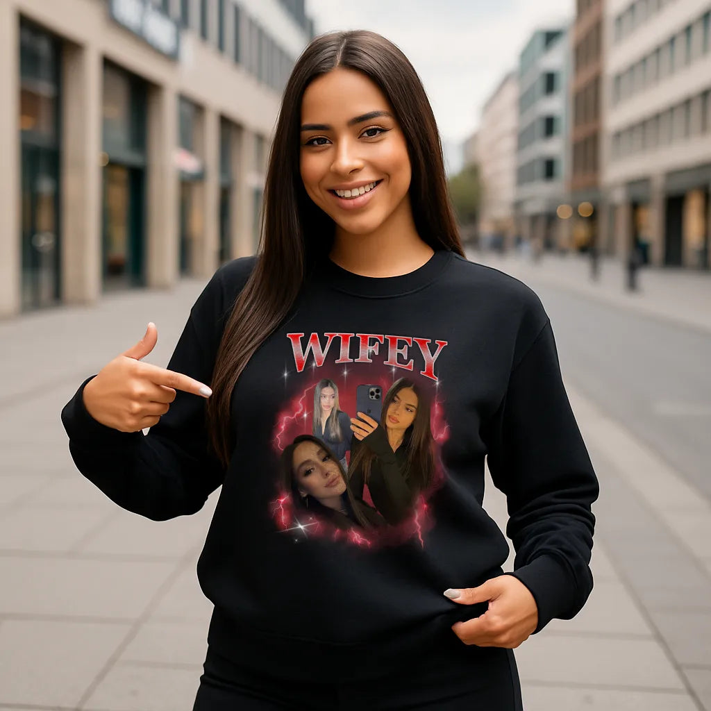 “WIFEY” - Personalisiertes Vintage Bootleg Sweatshirt