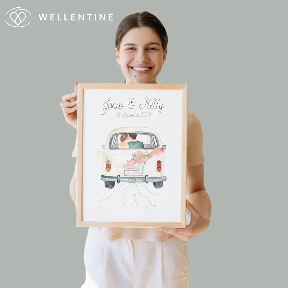 „Just Married" Poster - Personalisiertes Geldgeschenk zur Hochzeit - Wellentine.de