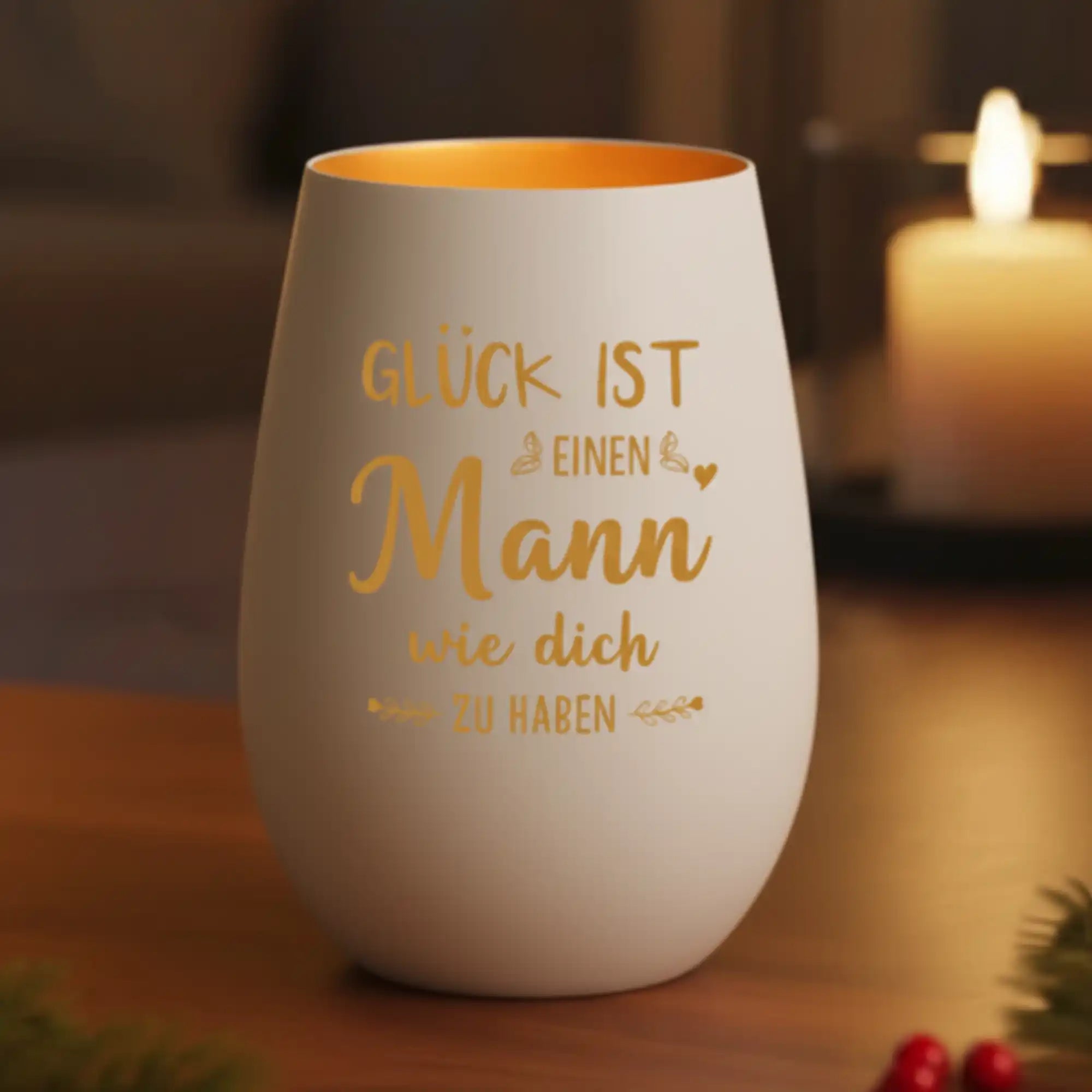"GLÜCK IST" - Windlicht